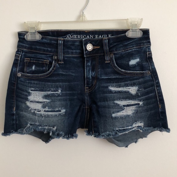 American Eagle Distressed Denim Shorts Midi - Picture 1 of 9